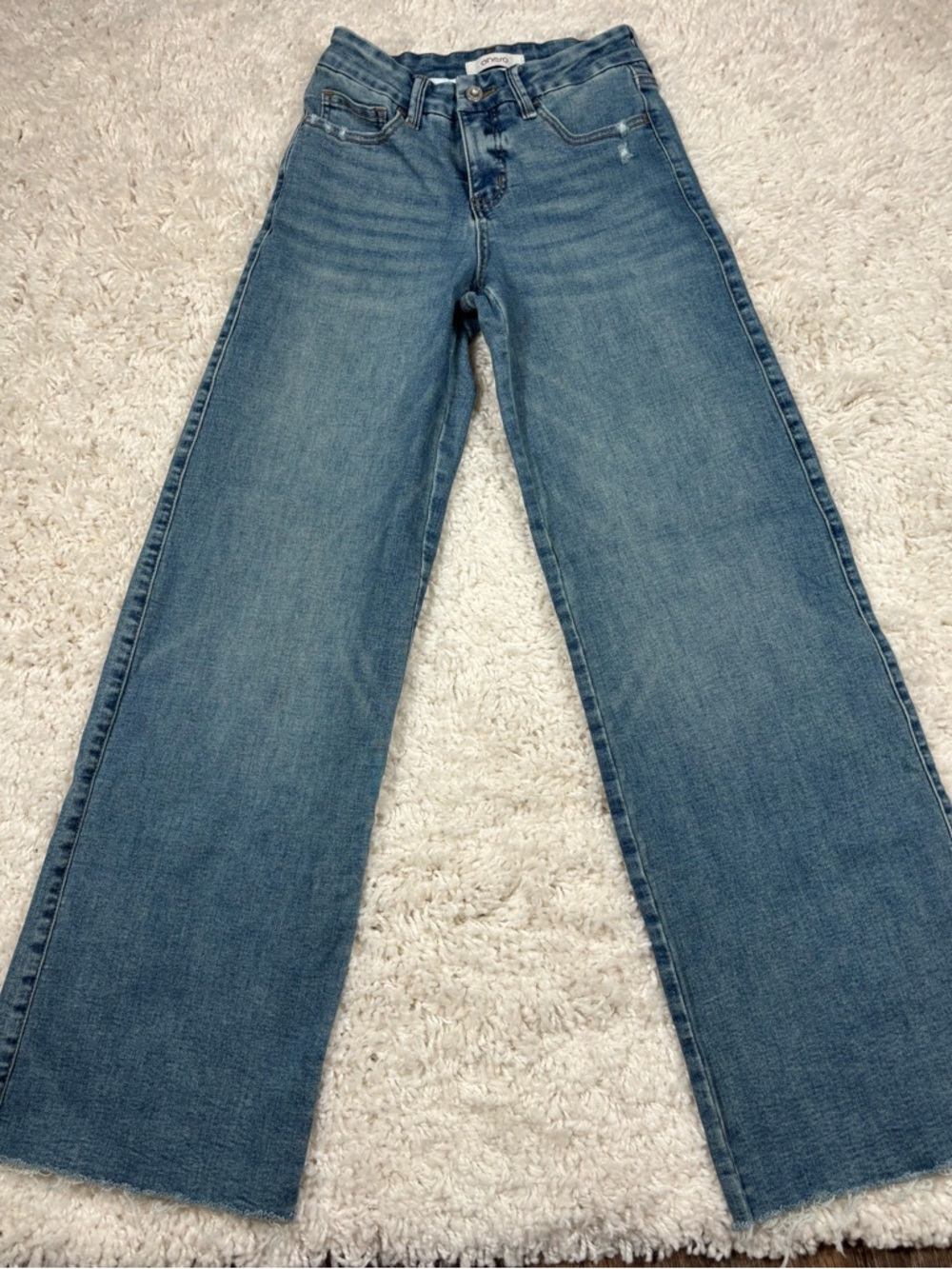 Onero Women’s Jeans Size 25 Wide Leg Raw Hem Medium Wash